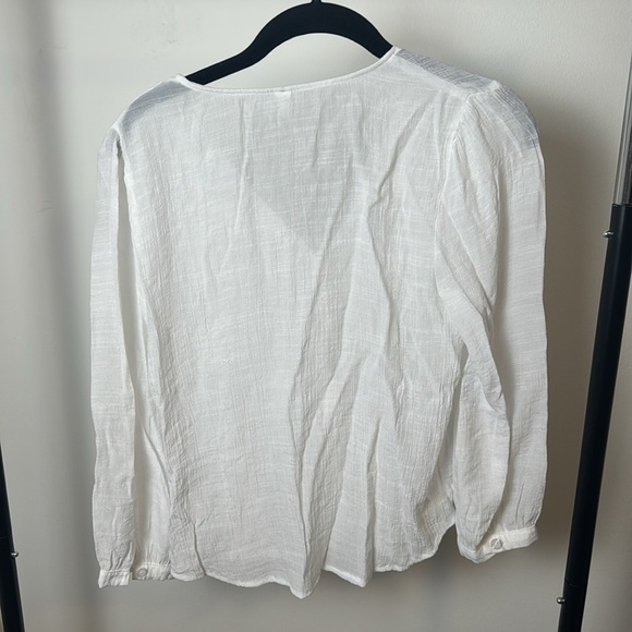 BP White Lightweight Gauzy Flowy Business Casual Peasant Button Blouse Size S - Picture 5 of 6